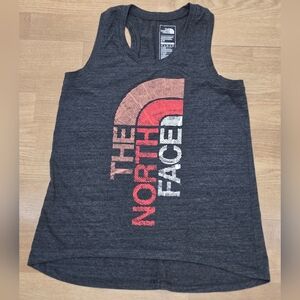 The North Face Charcoal Graphic Racerback Tank - Red & White Logo